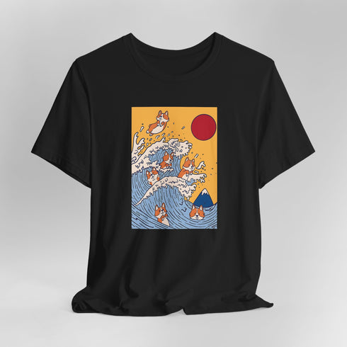 Funny Corgi Shirt for Women - Japanese Art Corgi Lover Tee